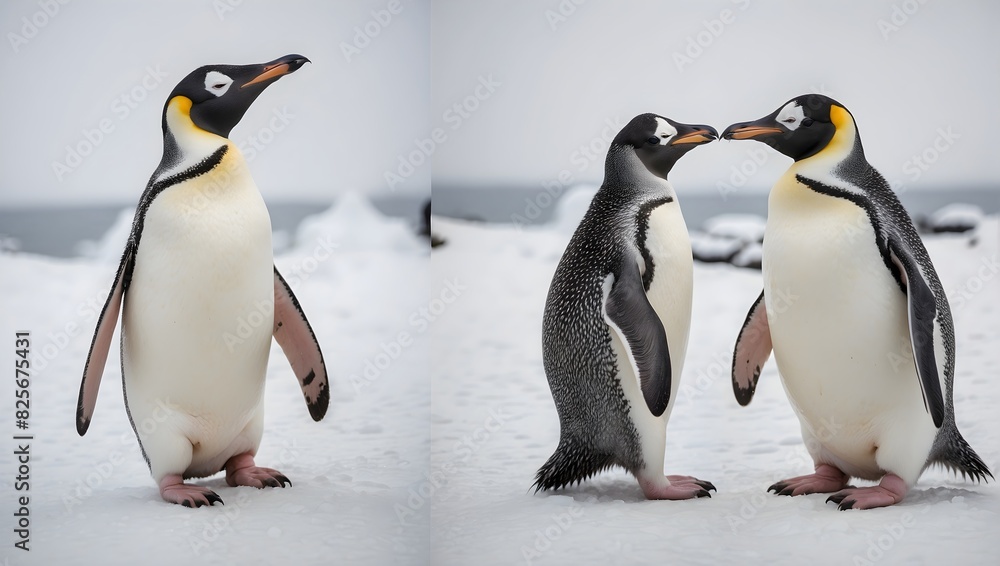 Fototapeta premium The endearing charm of a penguin against a crisp white backdrop ai_generated