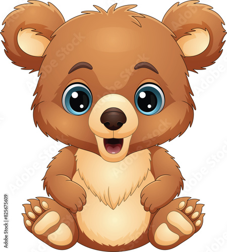 Cartoon happy baby brown bear 