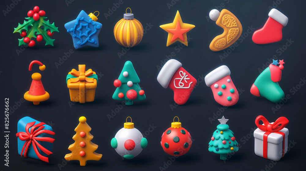 Asset of Christmas for ui game isolation on dark background, Illustration. Asset of Christmas for ui game isolation on dark background, Illustration.