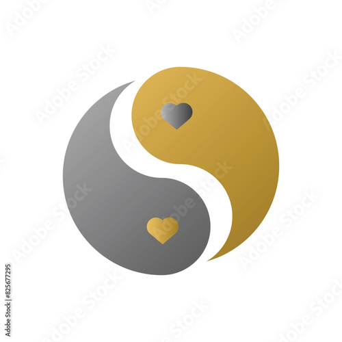 Flat ying yang icon symbol vector Illustration.