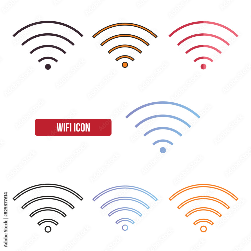 Flat WiFi icon set, symbol vector Illustration. Flat WiFi icon set, symbol vector Illustration.