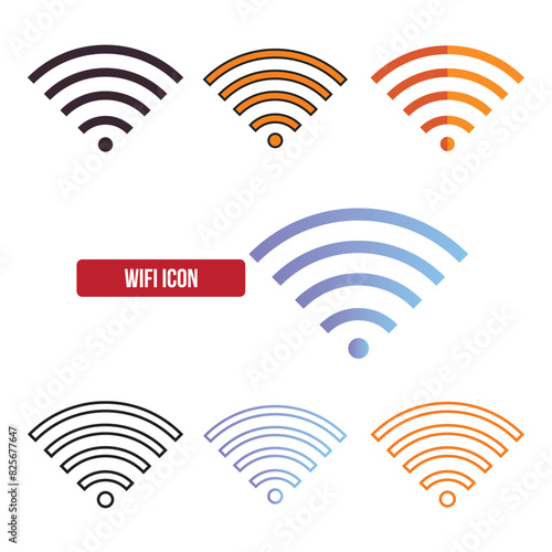 Flat WiFi icon set, symbol vector Illustration.