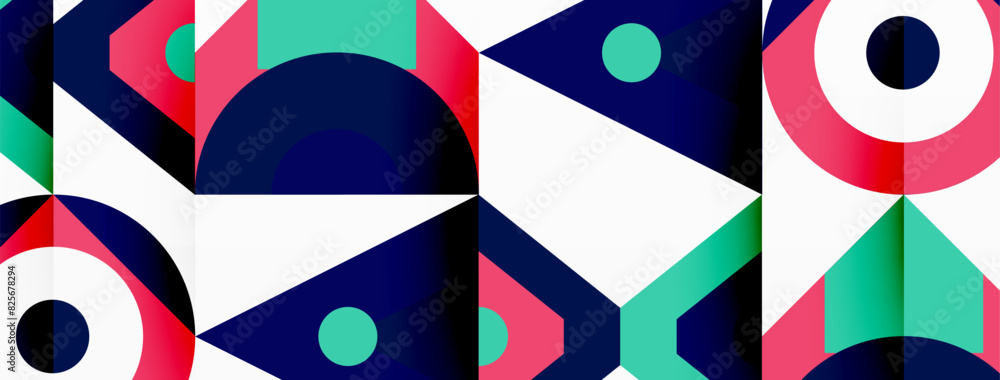 Obraz premium Colorful circle and triangle abstract background. Template for wallpaper, banner, presentation, background