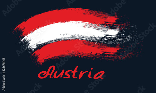 austria flag background from paint brushes, Brush stroke drawing of the austria flag, austria colorful brush strokes painted national flag icon eps8,Artistic grunge brush flag of Austria isolated