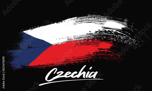 Czechia flag background from paint brushes, Brush stroke drawing of the Czechia flag, Czechia colorful brush strokes painted national flag icon, Flag of Czech Republic. Czechia's vector tricolor brush