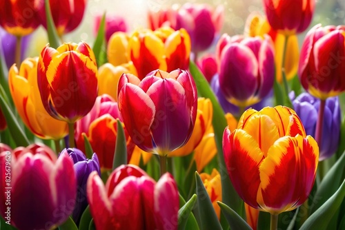 Spring flowers tulips in bloom  flowering plants nature background wallpaper