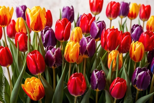 Spring flowers tulips in bloom  flowering plants nature background wallpaper