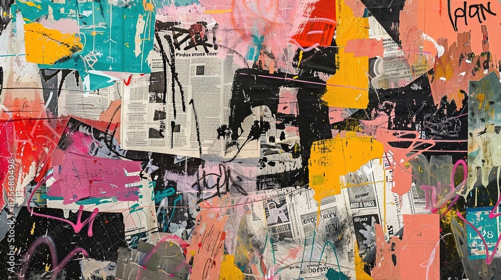 Abstract Colorful Graffiti Backdrop - Collage of Grunge Newspaper Magazine Clipping Background
Abstract Colorful Graffiti Backdrop - Collage of Grunge Newspaper Magazine Clipping Background