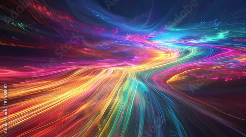 Luminous trails of multicolor streaking across a solid canvas  leaving a trail of beauty in their wake