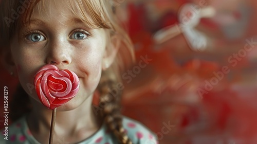 A Giddy Young Girl With A Heart-Shaped Lollipop, Her Eyes Sparkling With Delight And Mischief, Hd Images photo