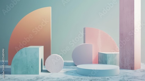 An artistic 3D rendering of abstract geometric shapes in Pantone set against a minimalist background to highlight the design © Nicky