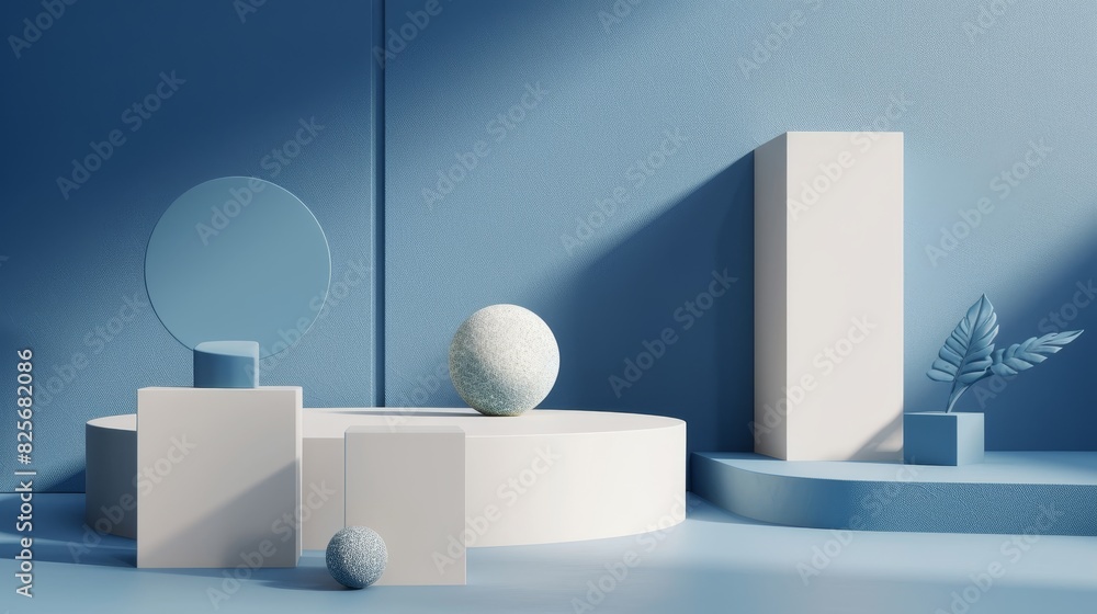 A stylish 3D rendering of geometric shapes in Pantone showcasing a modern and minimalist aesthetic with an emphasis on simplicity A stylish 3D rendering of geometric shapes in Pantone showcasing a modern and minimalist aesthetic with an emphasis on simplicity