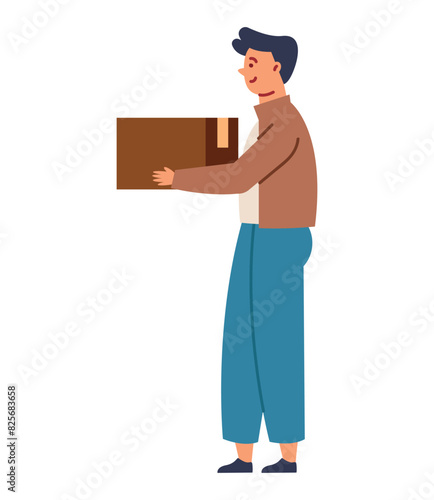 man carrying a box donation