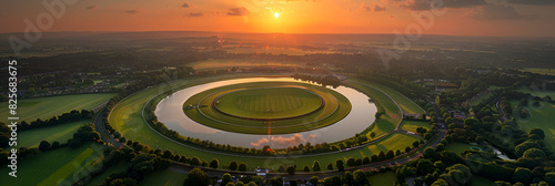 view of the city of aliens,
Aerial View of Sandown Park Racecourse, Esher photo