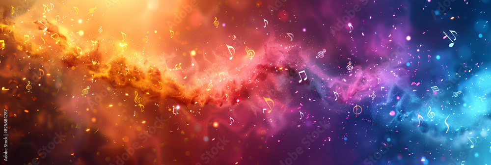 abstract background with lights,
A multicolored background with musical notes