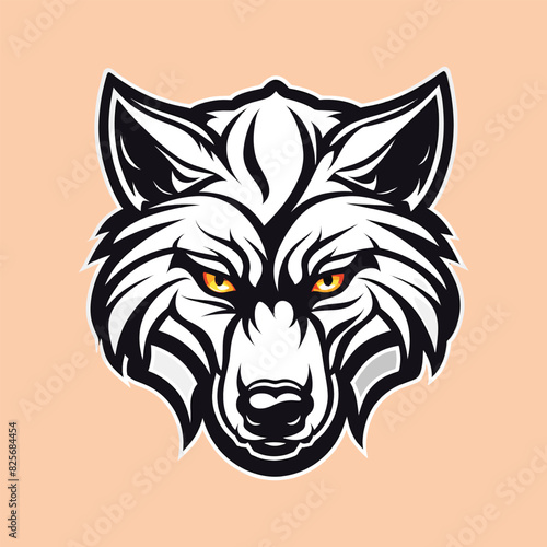 Cool and macho wolf head logo illustration