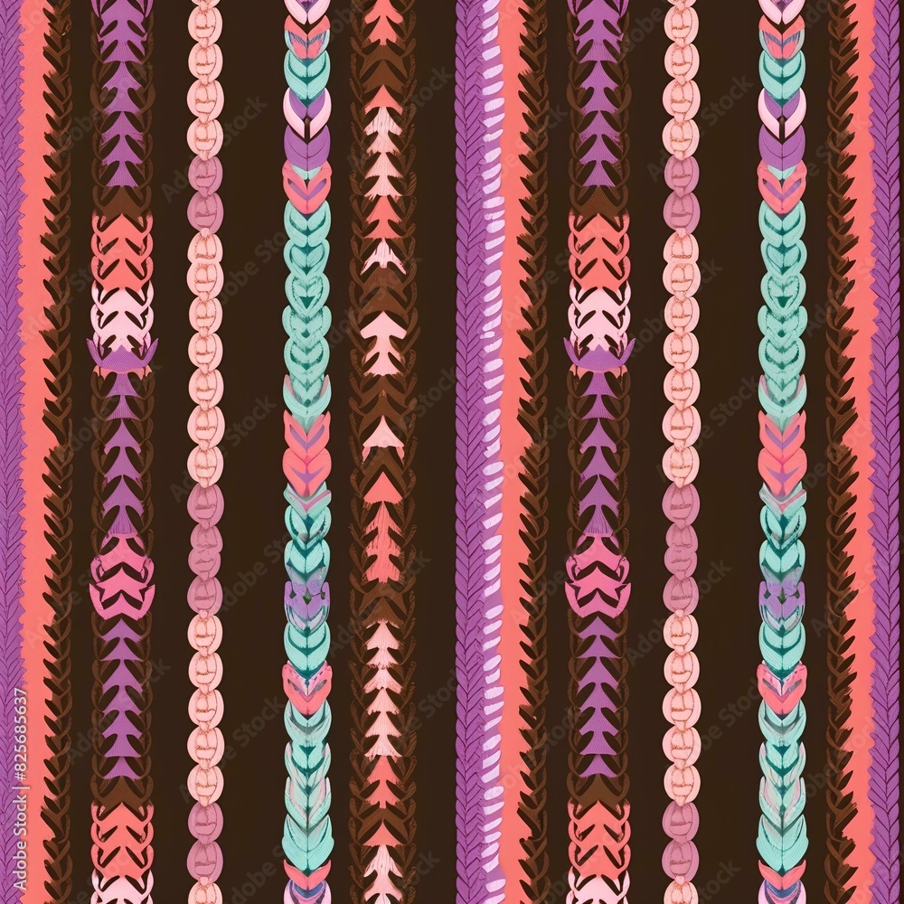 Seamless knitted pattern with pastel pink, turquoise and purple color lines on brown background. Very beautiful of sweater texture for design in knitting style for decorating. Seamless knitted pattern with pastel pink, turquoise and purple color lines on brown background. Very beautiful of sweater texture for design in knitting style for decorating.