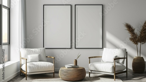 Frame mockup  modern home room interior  wall poster frame