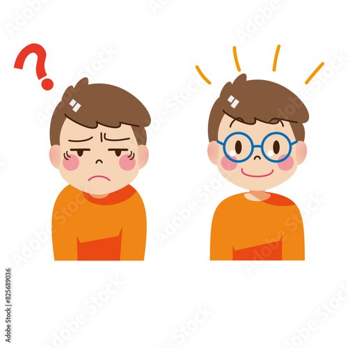 眼鏡をかけた男の子のイラスト