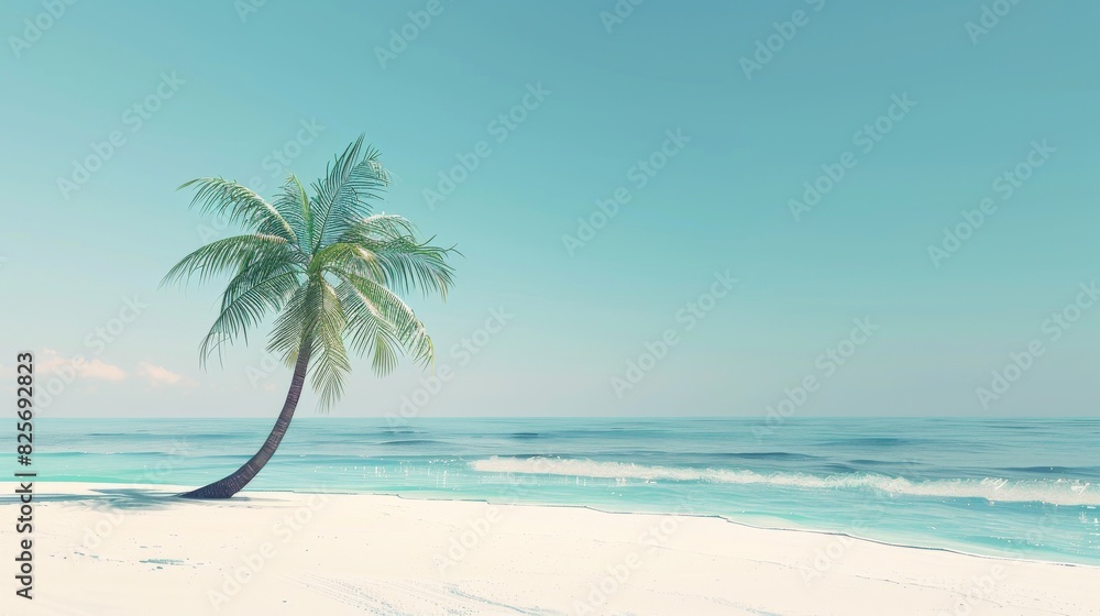 Fototapeta premium beautiful beachside palm tree with copy space for advertising banner poster card design