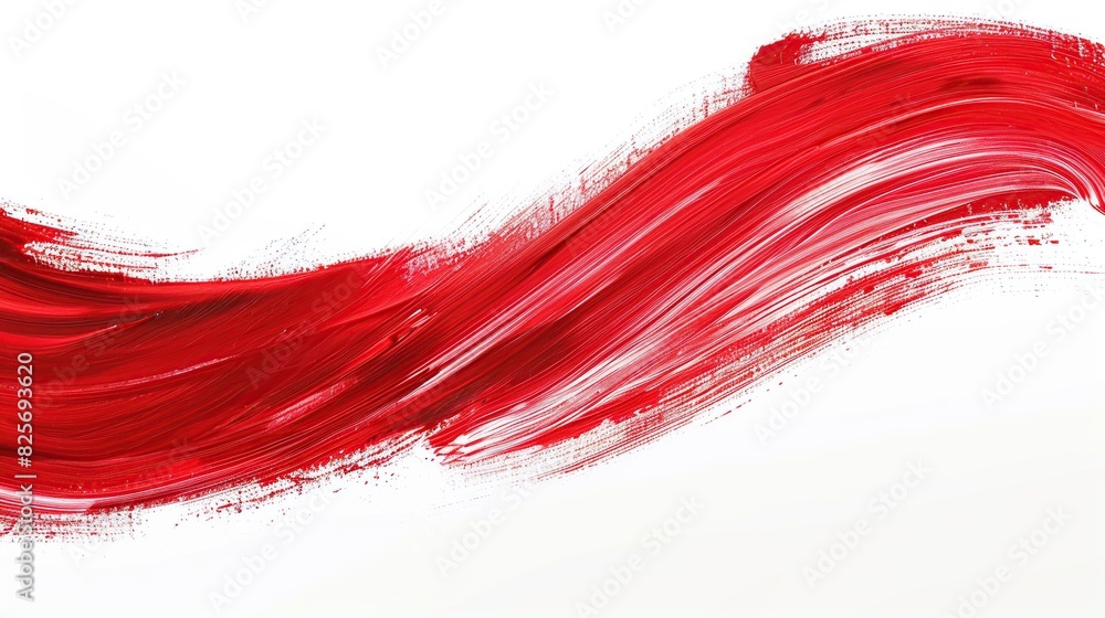 Red curved brush strokes on a white background, minimalistic, in the style