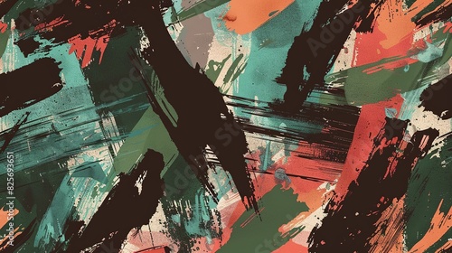 Seamless Brush Stroke Camouflage Pattern Background