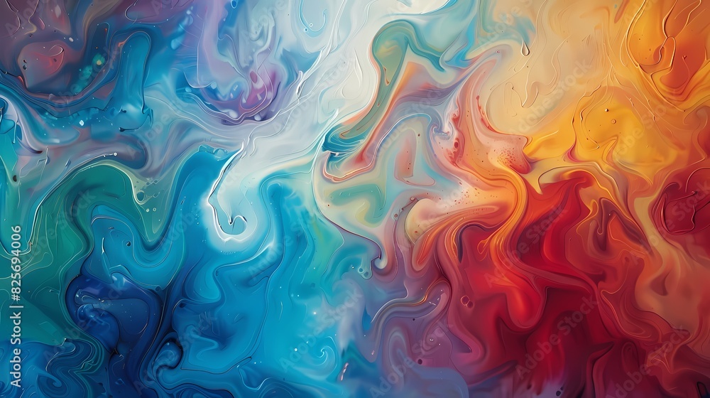 Multicolored swirls flowing gracefully across the canvas, evoking a sense of movement and vitality