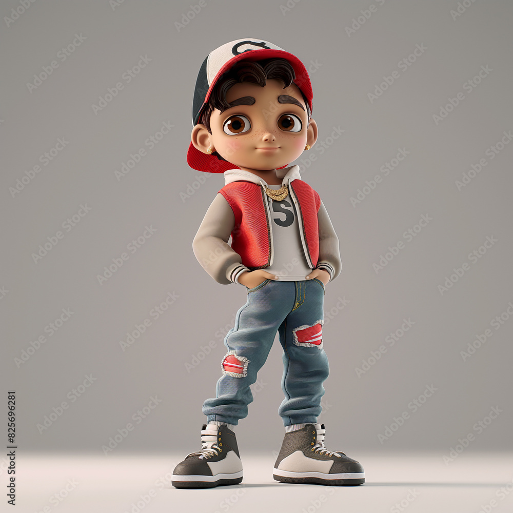 3d cartoon character child with street style 3d cartoon character child with street style
