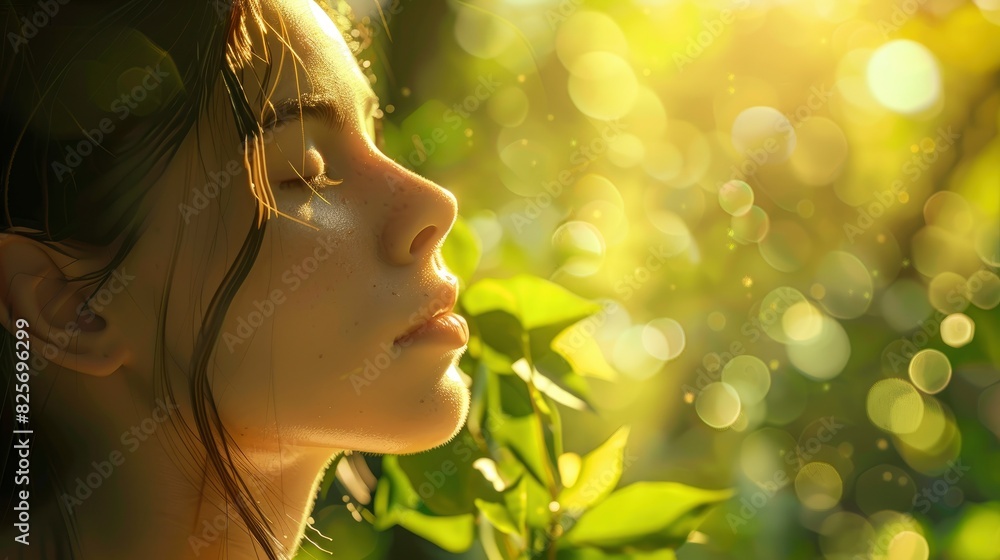 A Serene Girl Breathing In The Fresh Air In A Lush Park On A Sunny Day, Her Face Glowing With Tranquility, Hd Images A Serene Girl Breathing In The Fresh Air In A Lush Park On A Sunny Day, Her Face Glowing With Tranquility, Hd Images