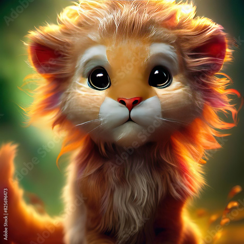 3D furry forest animal with beautiful colors and white background. with Generative AI technology	