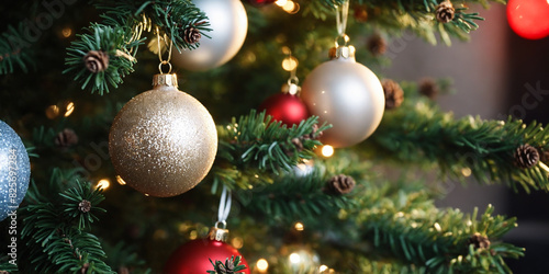 Christmas tree close-up wit...