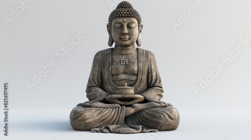 realistic illustration of a buddha statuette isolated on a white background