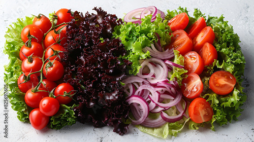 Fresh and healthy salad on white background