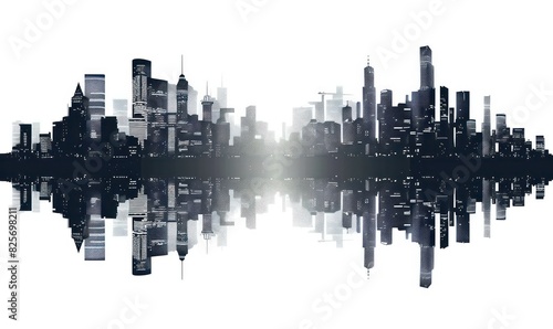 wallpaper silhouette of city buildings isolated on a white background