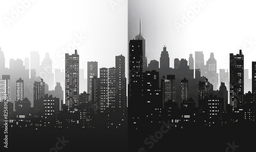 wallpaper silhouette of city buildings isolated on a white background