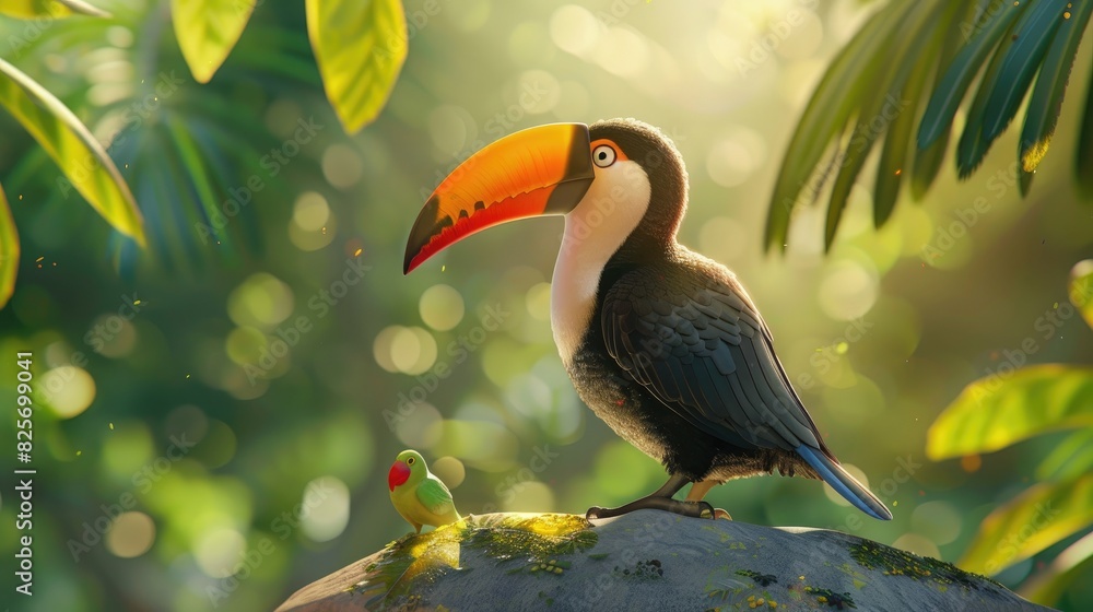Fototapeta premium Toucan perched on a boulder