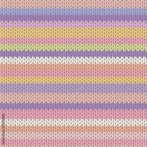 Knitted stripes seamless pattern. Fabric imitation vector background. Flat style knit wallpaper. Cute design for gift wrap, paper, textile