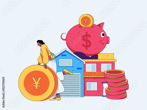 Home loan flat vector concept operation illustration
