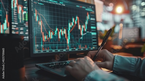 Businesspeople analyze financial data charts for trading forex, investing in stock exchanges, mutual funds, and digital assets. Embracing technology in business finance and investment concepts.