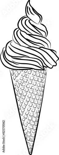 ice cream line art, ice cream vector suitable for children's books.