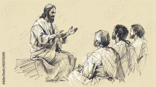Wisdom and Instruction: Jesus Teaching a Parable, Biblical Illustration Highlighting His Teaching