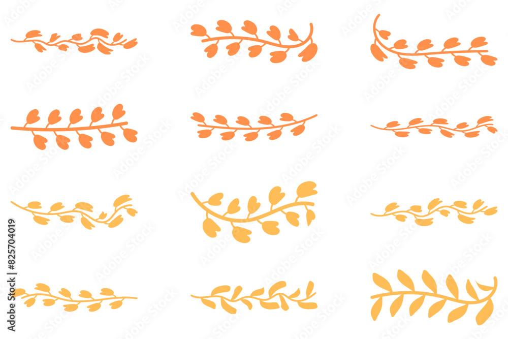 Flower vine icon set. Botanical decoration vector Flower vine icon set. Botanical decoration vector