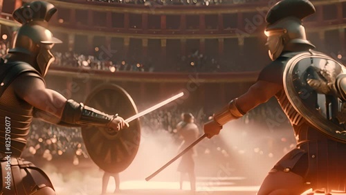 Gladiators Fighting in Ancient Roman Arena with Ai generated.
