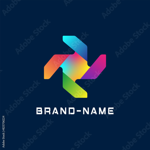 Abstract Logo Design. Gradient Color Radial Logo.