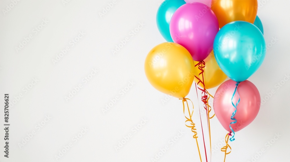 colorful balloons decoration at the corners of the white background with text copy space in the middle
 Circular Border of Balloons and Bushes Framing Text Space