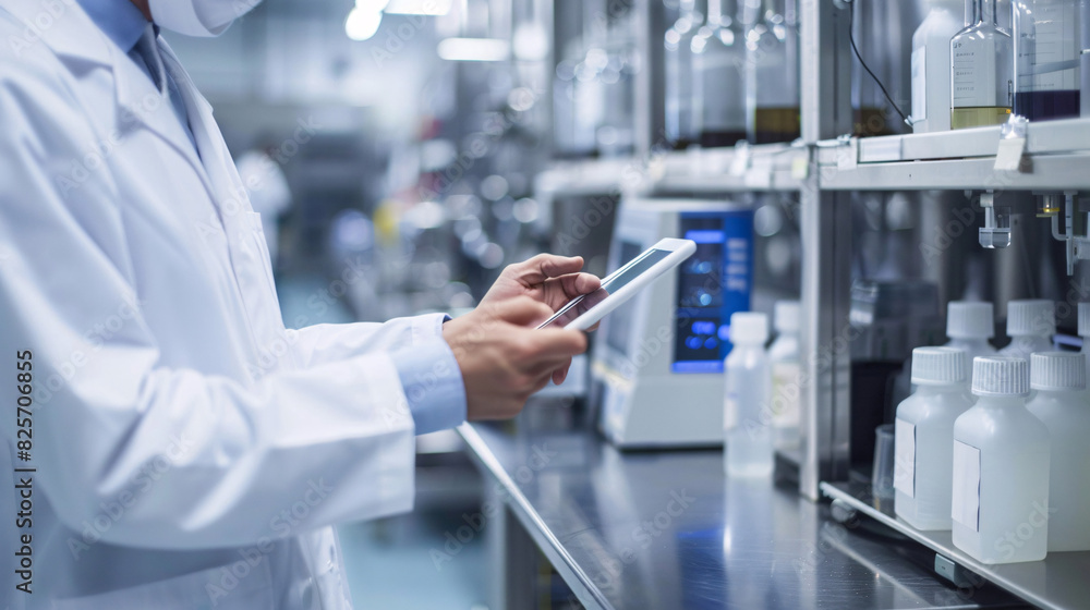 Scientist working with a digital tablet in a laboratory