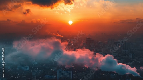 Sun piercing through the dense smoke photo