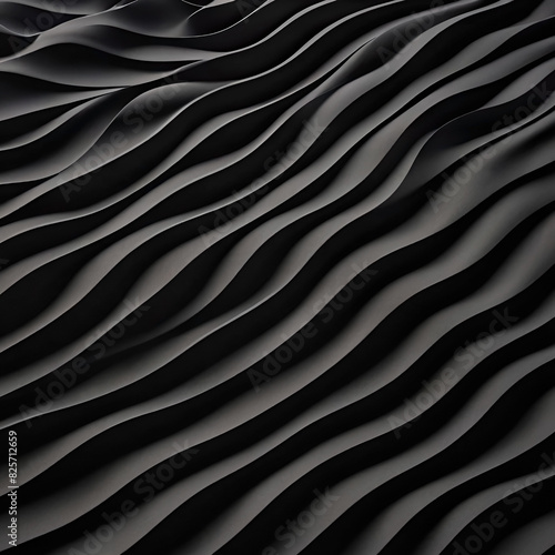 Abstract black waves: minimalism 3D background