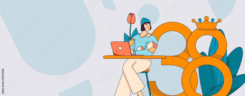 Naklejka premium 3.12 International Women's Day professional women flat character vector concept operation hand drawn illustration 