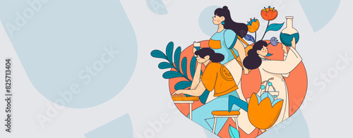 3.12 International Women's Day professional women flat character vector concept operation hand drawn illustration
